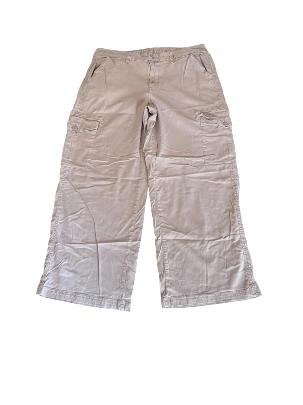 American Eagle Mid Rise Baggy Wide Leg Cargo Pants Womens Size 14 Pale Pink